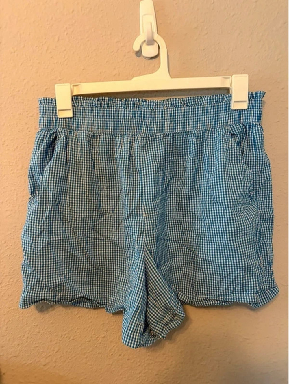 Aerie blue/white gingham shorts L
